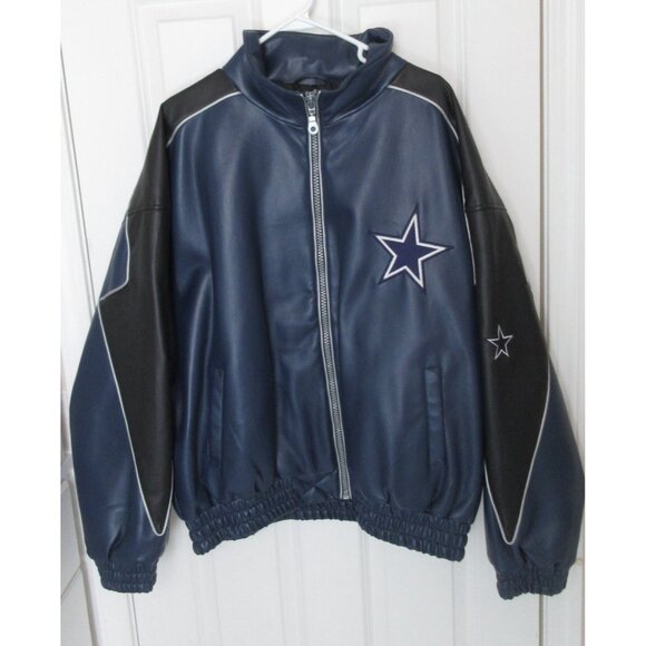Dallas Cowboys Mens Jacket XL Faux Leather NFL Essex Game Day New Without Tags - Picture 2 of 16